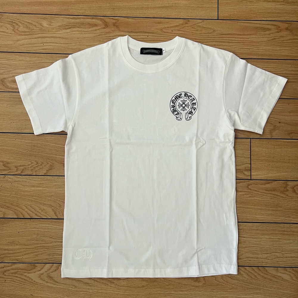 Chrome Hearts White Short Sleeve T-Shirt with Black Logo